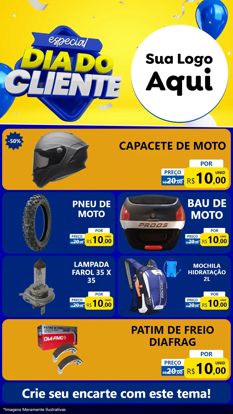 Modelo de TV para TV Vertical com o tema Especial Dia do Cliente para Moto peças