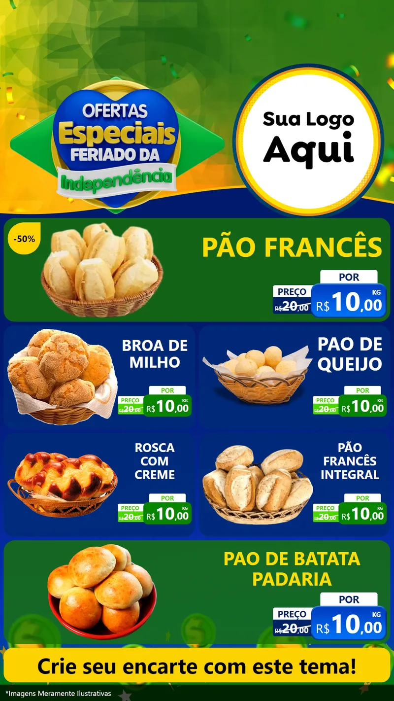 Modelo de TV para TV Vertical com o tema Ofertas Especiais Feriado da Independência para Padaria