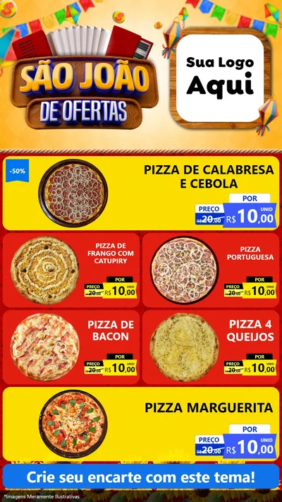 Modelo de TV para TV Vertical com o tema São João de Ofertas para Pizzaria