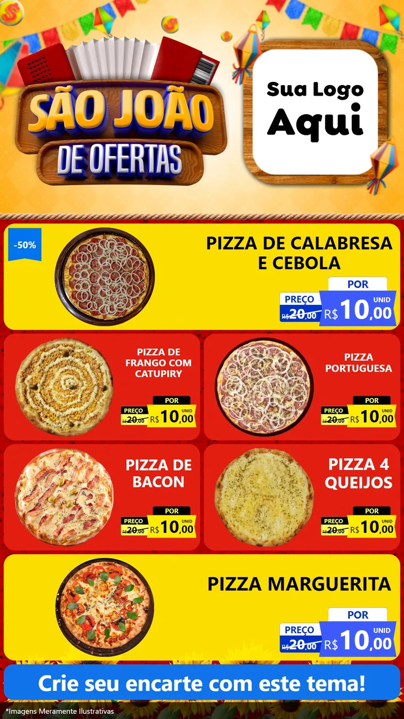 Modelo de TV para TV Vertical com o tema São João de Ofertas para Pizzaria