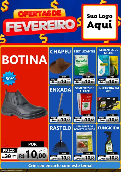 Modelo de Encarte para Encarte A4 Vertical com o tema Ofertas de Fevereiro para Agropecuária