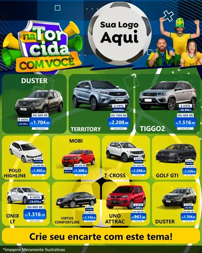 Modelo de Rede Social para Feed Instagram com o tema Na Torcida Com Você - Copa para Concessionaria de Carros