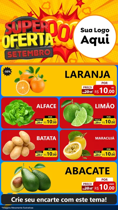 Modelo de TV para TV Vertical com o tema Super Oferta Setembro para Hortifrúti