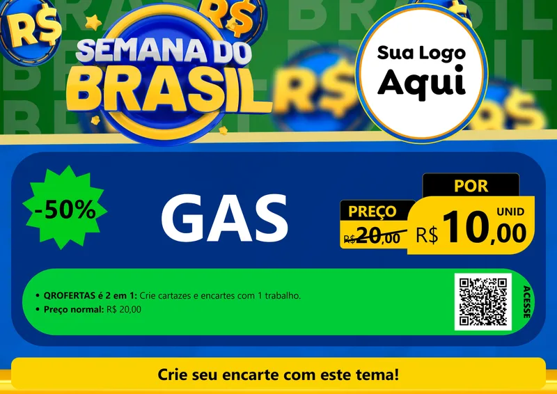 Modelo de Cartaz para Cartaz A4 Horizontal com o tema Semana Do Brasil para Água e gás