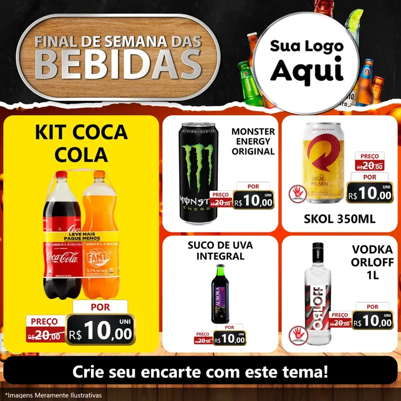 Modelo de Rede Social para Feed Facebook com o tema Final de semana das Bebidas para Distribuidora de bebidas