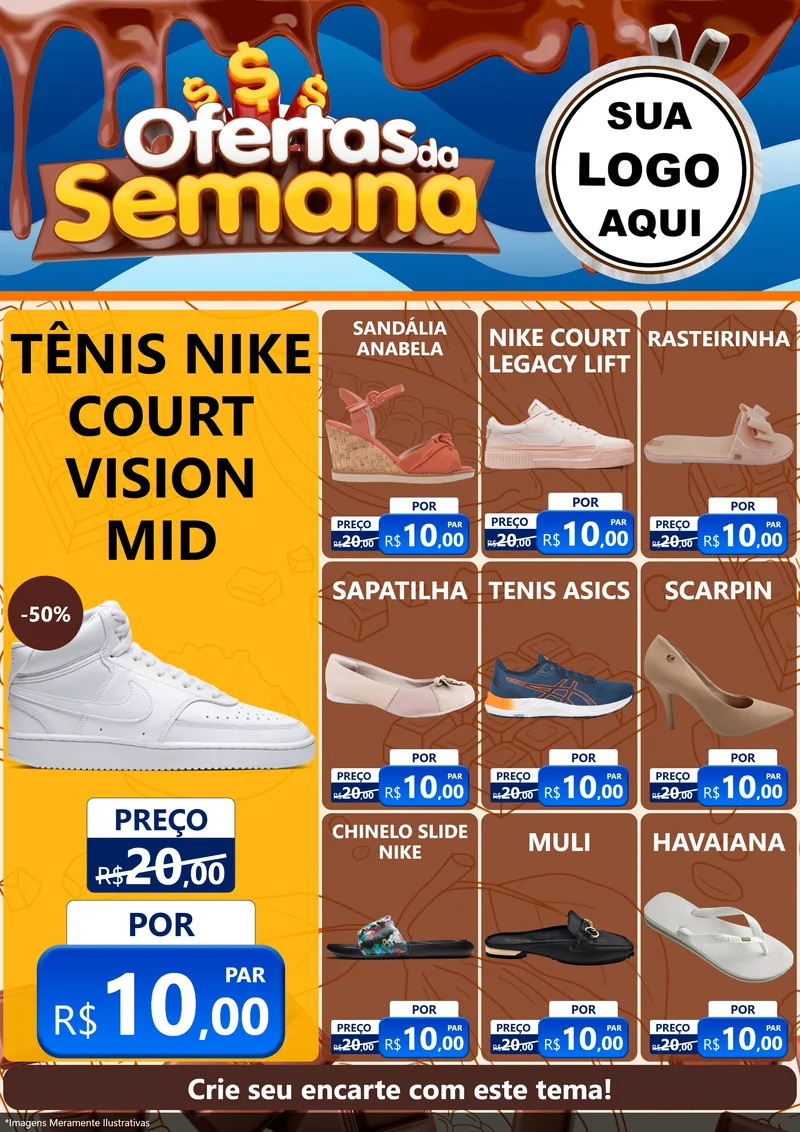 Modelo de Encarte para Encarte A4 Vertical com o tema Ofertas da Semana - Páscoa para Calçados