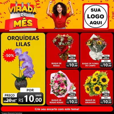 Modelo de Rede Social para Feed Facebook com o tema Virada de Mês para Floricultura e jardim