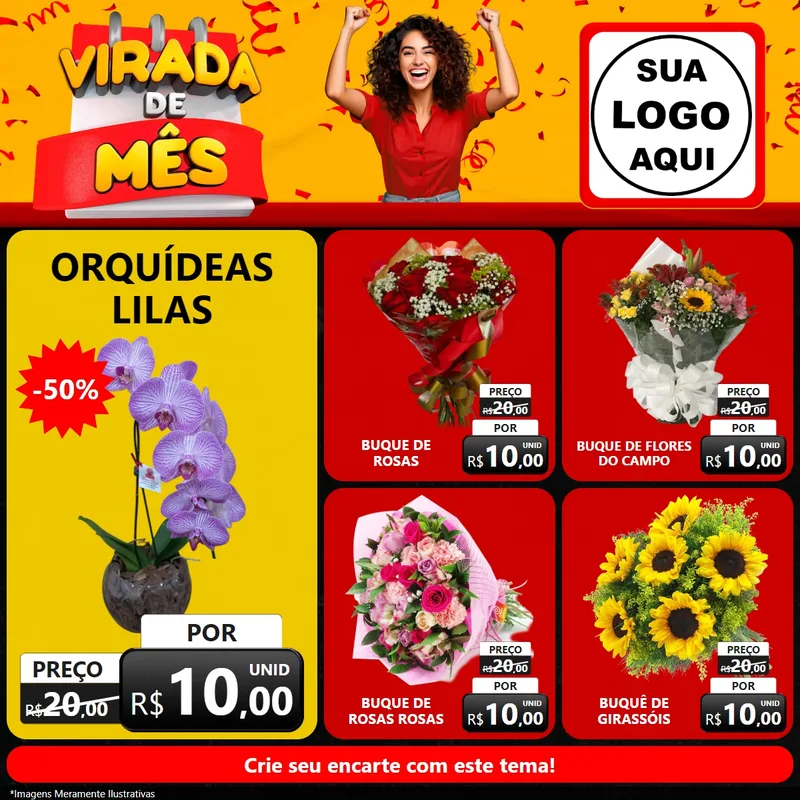 Modelo de Rede Social para Feed Facebook com o tema Virada de Mês para Floricultura e jardim