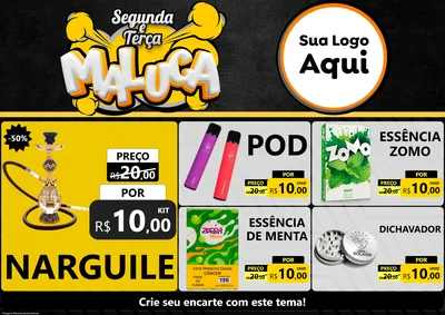 Modelo de Encarte para Encarte A4 Horizontal com o tema Segunda e Terça Maluca para Tabacaria