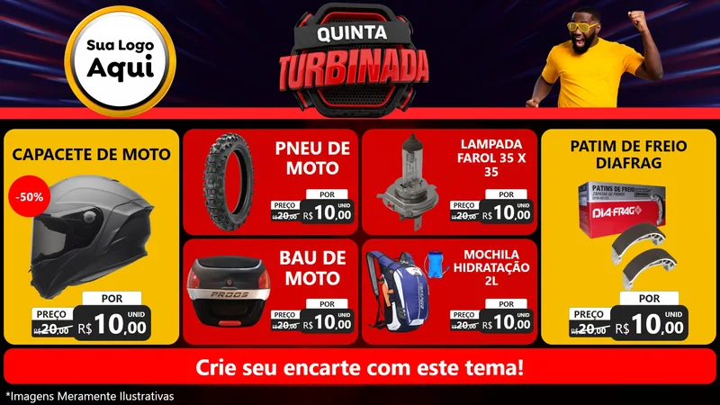 Modelo de TV para TV Horizontal com o tema Quinta Turbinada para Moto peças