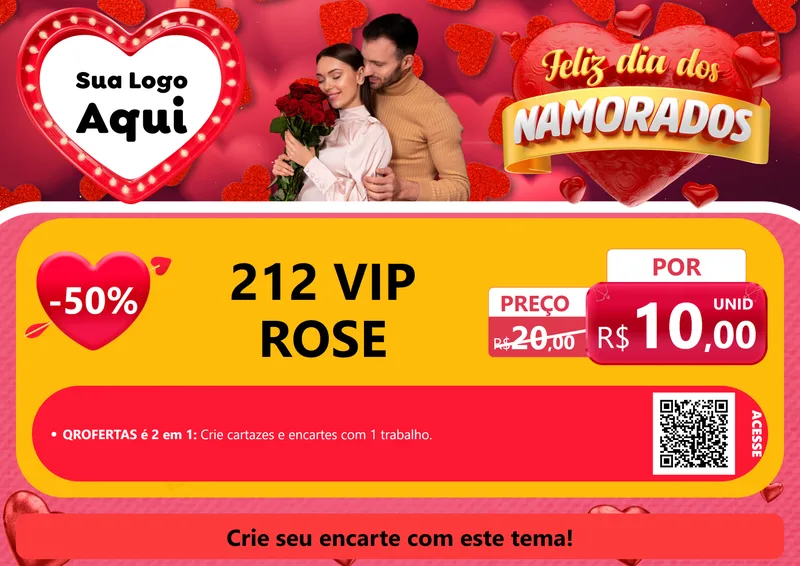 Modelo de Cartaz para Cartaz A4 Horizontal com o tema Feliz Dia Dos Namorados para Perfumes
