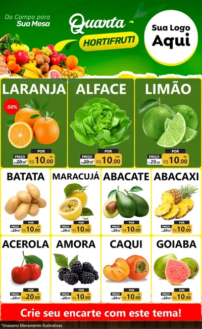 Modelo de Encarte para Encarte Grande com o tema Quarta hortifruti para Hortifrúti