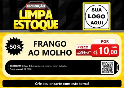 Modelo de Cartaz para Cartaz A4 Horizontal com o tema Operação Limpa Estoque para Restaurante