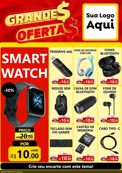 Modelo de Encarte para Encarte A4 Vertical com o tema Grandes Ofertas para Informática