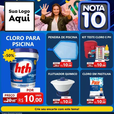 Modelo de Rede Social para Feed Facebook com o tema Nota 10 para Produtos para Piscina