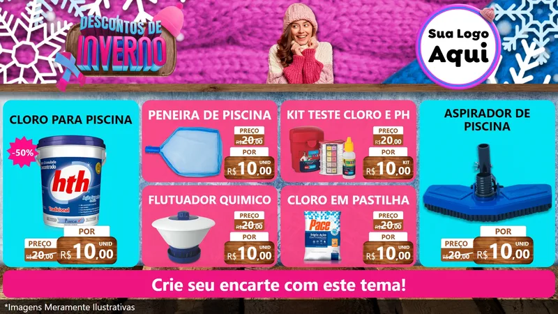 Modelo de TV para TV Horizontal com o tema Descontos de Inverno para Produtos para Piscina