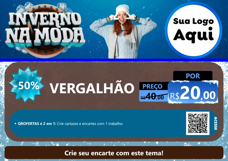 Modelo de Cartaz para Cartaz A4 Horizontal com o tema Inverno na Moda para Ferragens