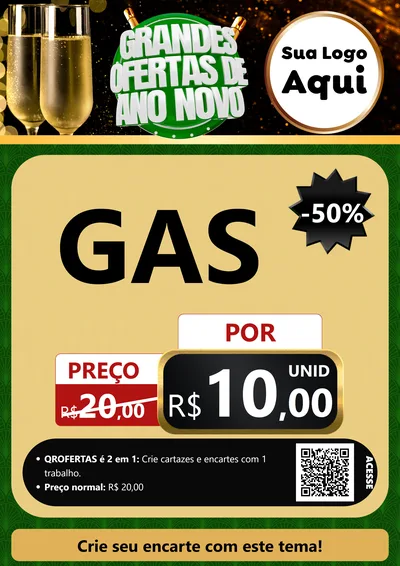 Modelo de Cartaz para Cartaz A4 Vertical com o tema Grandes Ofertas de Ano Novo para Água e gás