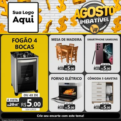 Modelo de Rede Social para Feed Facebook com o tema Agosto imbatível para Móveis e Eletro