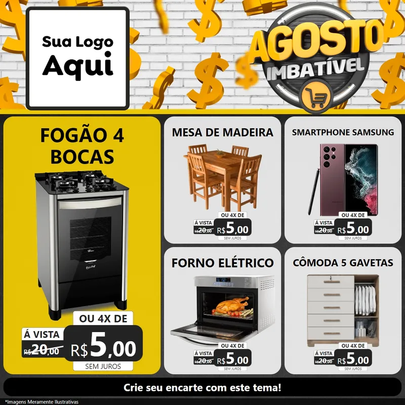 Modelo de Rede Social para Feed Facebook com o tema Agosto imbatível para Móveis e Eletro