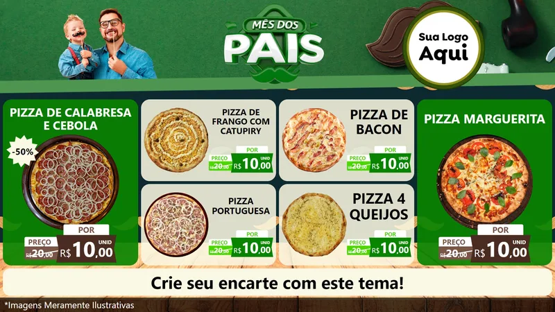 Modelo de TV para TV Horizontal com o tema Mês dos Pais para Pizzaria
