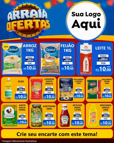 Modelo de Rede Social para Feed Instagram com o tema Arraiá de Ofertas - Junina para Supermercado