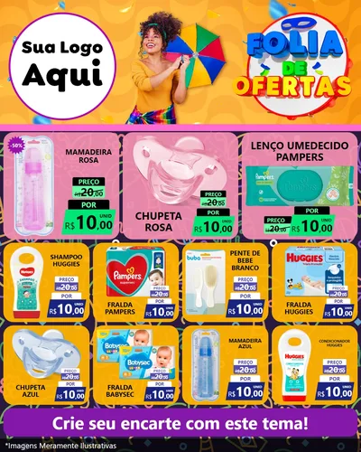 Modelo de Rede Social para Feed Instagram com o tema Folia de Ofertas para Bebês
