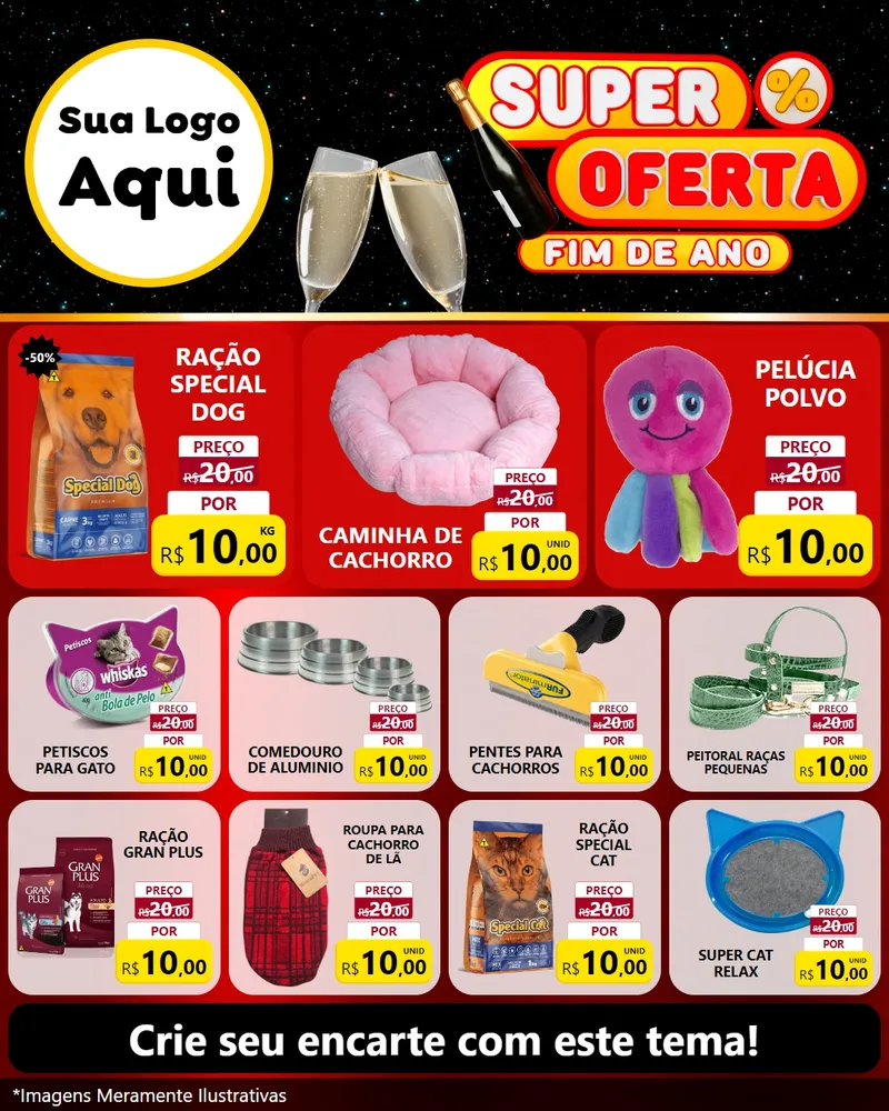 Modelo de Rede Social para Feed Instagram com o tema Super Oferta Fim de Ano para Pet Shop