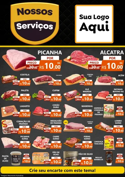 Modelo de Encarte para Encarte A4 Vertical com o tema Nossos Serviços para Açougue