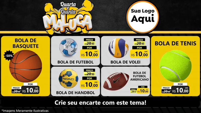 Modelo de TV para TV Horizontal com o tema Quarta e Quinta Maluca para Artigos Esportivos