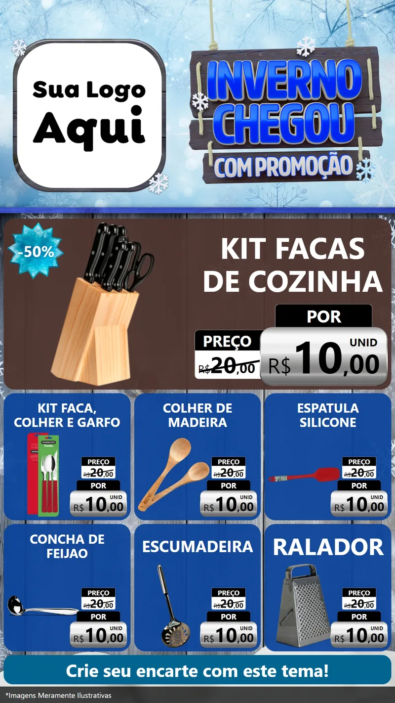Modelo de Rede Social para Stories com o tema Inverno Chegou Com Promoção para Utilidades Domésticas