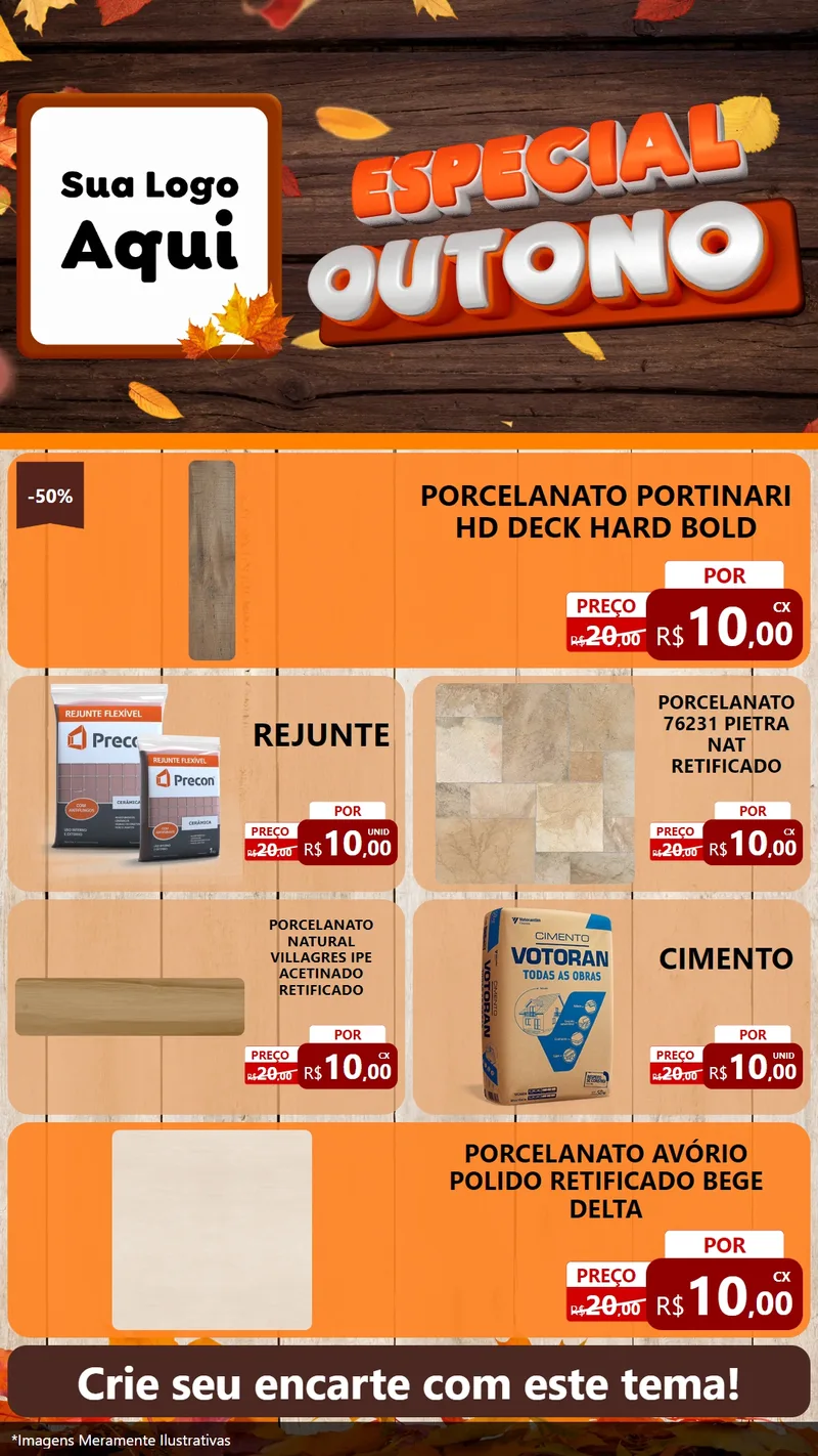 Modelo de TV para TV Vertical com o tema Especial Outono para Pisos e revestimentos