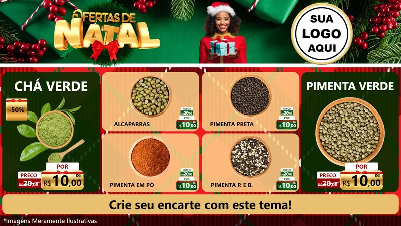 Modelo de TV para TV Horizontal com o tema Ofertas de Natal para Produtos Naturais