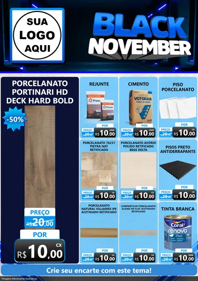 Modelo de Encarte para Encarte A4 Vertical com o tema Black November para Pisos e revestimentos