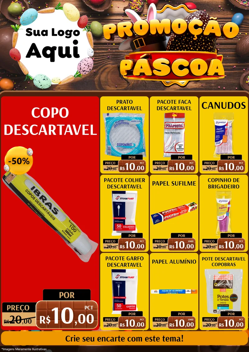 Modelo de Encarte para Encarte A4 Vertical com o tema Promoção Páscoa para Embalagens
