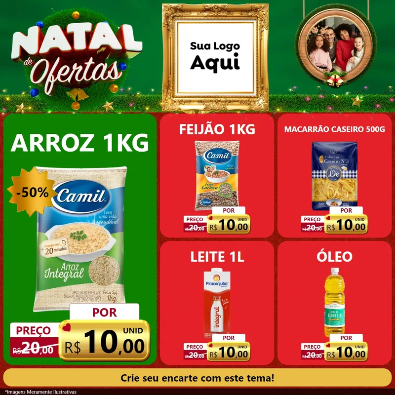 Modelo de Rede Social para Feed Facebook com o tema Natal de Ofertas para Supermercado