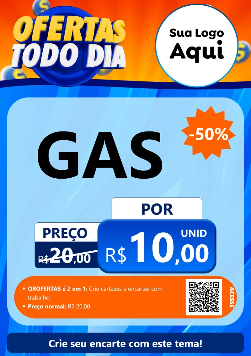 Modelo de Cartaz para Cartaz A4 Vertical com o tema Ofertas Todo Dia para Água e gás