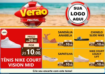 Modelo de Encarte para Encarte A4 Horizontal com o tema Verão Imbatível para Calçados