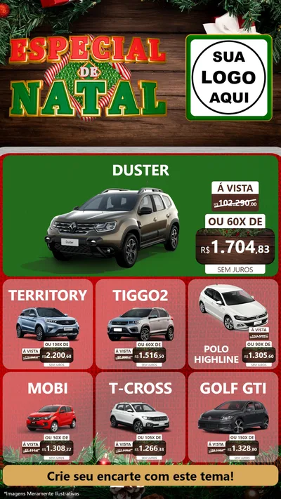 Modelo de Rede Social para Stories com o tema Especial de Natal para Concessionaria de Carros
