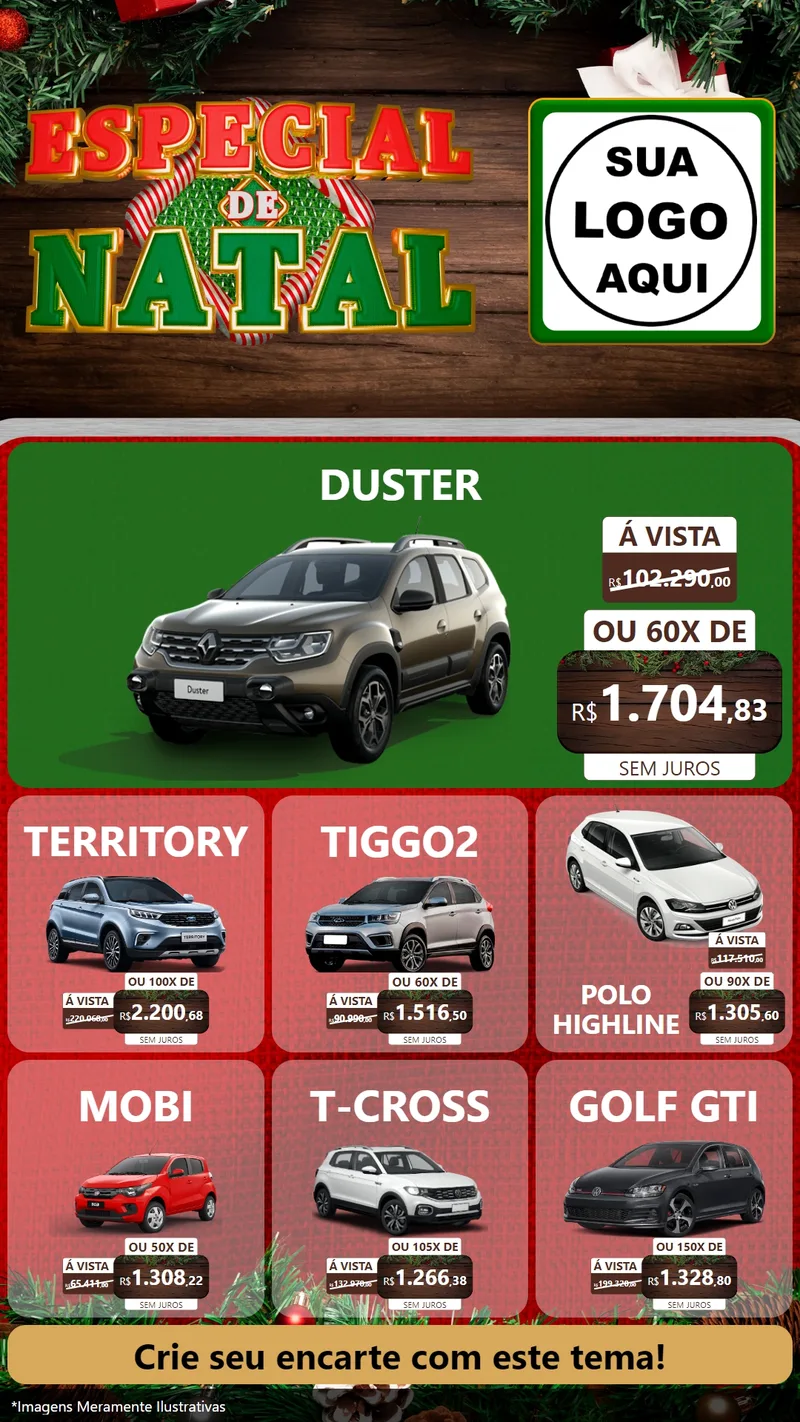 Modelo de Rede Social para Stories com o tema Especial de Natal para Concessionaria de Carros