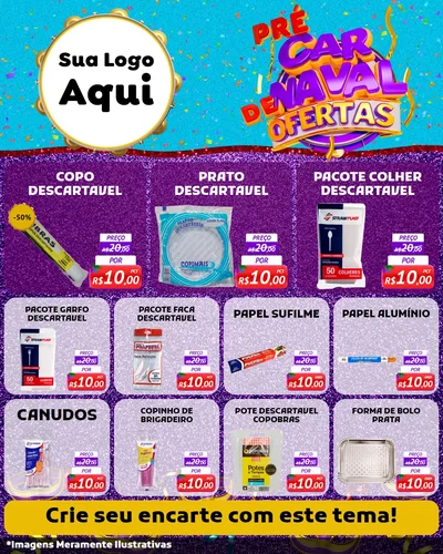 Modelo de Rede Social para Feed Instagram com o tema Pré Carnaval de Ofertas para Embalagens