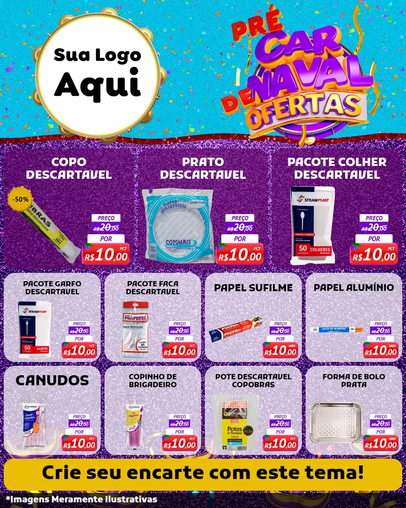 Modelo de Rede Social para Feed Instagram com o tema Pré Carnaval de Ofertas para Embalagens
