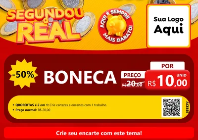 Modelo de Cartaz para Cartaz A4 Horizontal com o tema Segundou do Real para Brinquedos