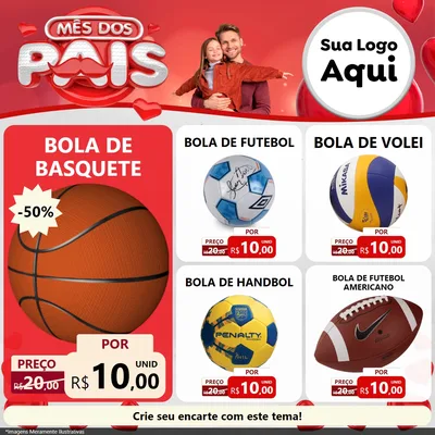 Modelo de Rede Social para Feed Facebook com o tema Mês dos Pais para Artigos Esportivos