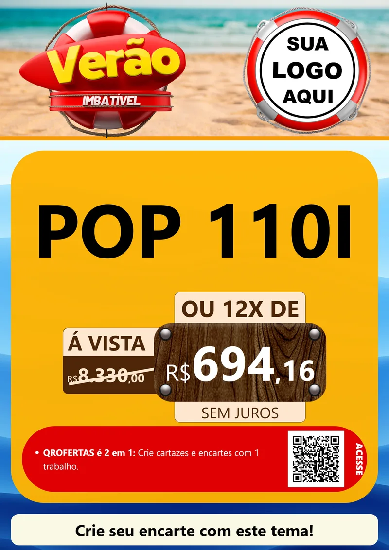 Modelo de Cartaz para Cartaz A4 Vertical com o tema Verão Imbatível para Concessionaria de Motos