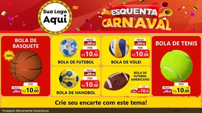 Modelo de TV para TV Horizontal com o tema Esquenta Carnaval para Artigos Esportivos