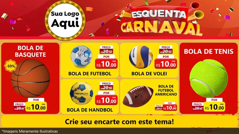 Modelo de TV para TV Horizontal com o tema Esquenta Carnaval para Artigos Esportivos
