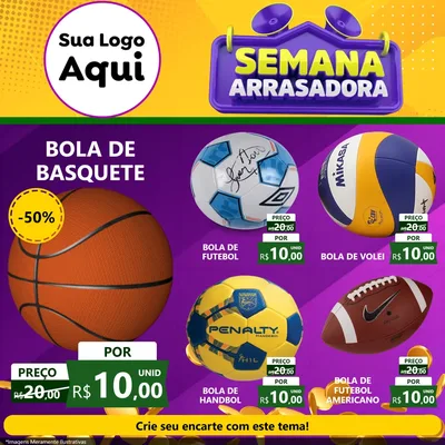 Modelo de Rede Social para Feed Facebook com o tema Semana Arrasadora para Artigos Esportivos