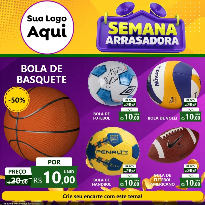 Modelo de Rede Social para Feed Facebook com o tema Semana Arrasadora para Artigos Esportivos