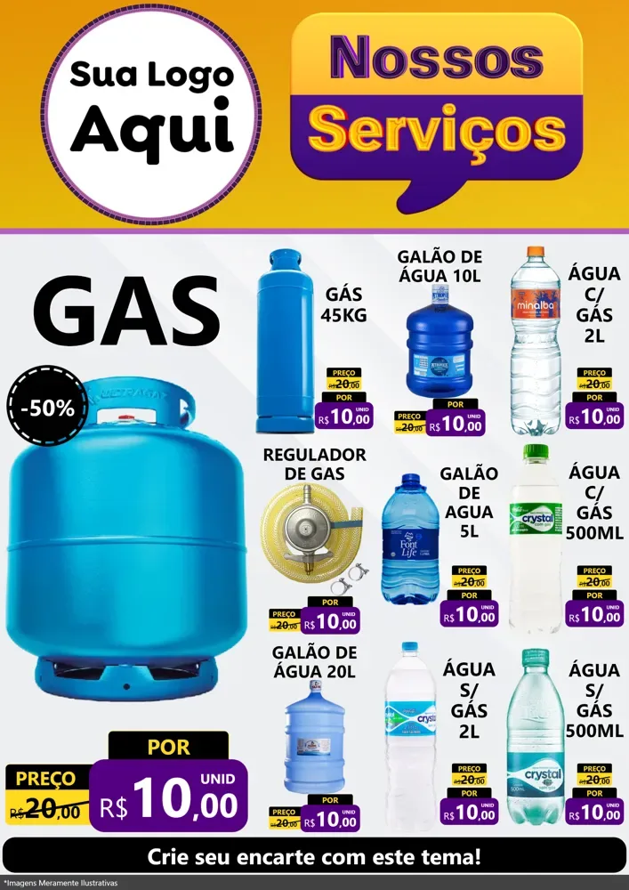 Modelo de Encarte para Encarte A4 Vertical com o tema Nossos Serviços para Água e gás